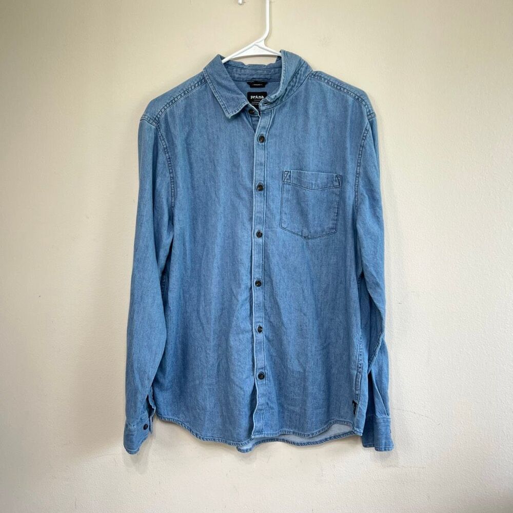 Prana Blue Button Down Long Sleeve Classic fit Medium Men